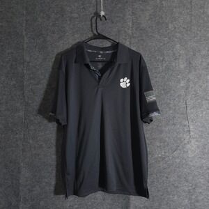Clemson‎ Tigers Polo Shirt Mens XL Gray American Flag OHT Colosseum Performances